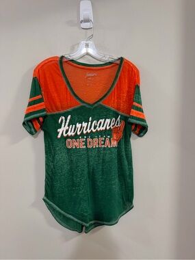 Juniors Green & Orange 'Hurricanes One Dream' Short Sleeve V-Neck Tee